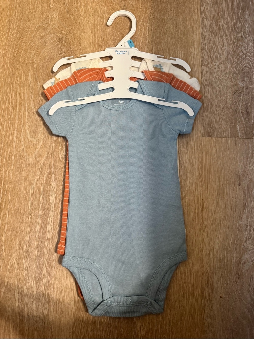 Carters 3-Pack Short-Sleeve Baby One-Piece Bodysuits - Blue, Orange & Cream